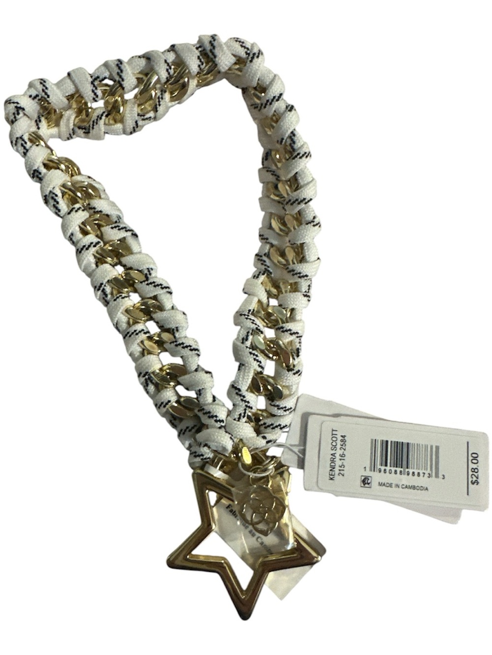 NWT Kendra Scott White & Gold Star Charm wristlet 14k gold over brass nice